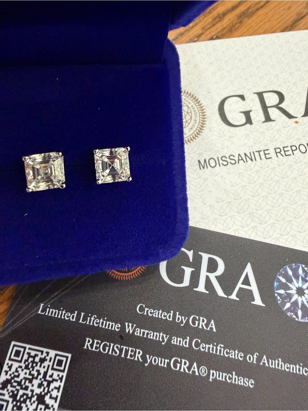 Moissanite Asscher Cut Stud Earrings in 925 Certified